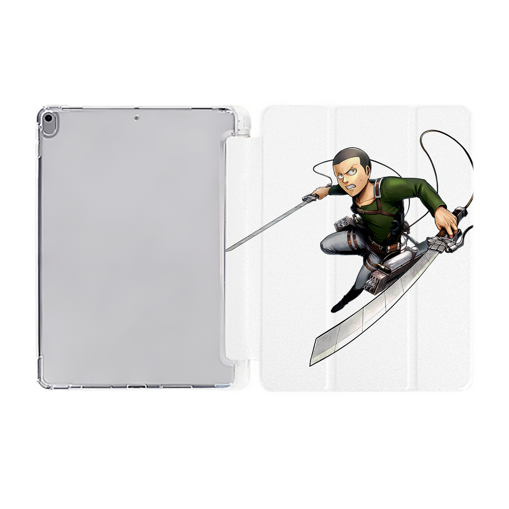 （画像用） 進撃の巨人 コニー·スプリンガー Attack on Titan Connie Springer IPad ケース ペン収納付き 三つ折りスタンド PUレザー×シリコン 対応機種9.5/10.5/10.9インチ